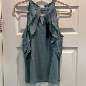 Krisa Elegant Blue Sleeveless Top - x small